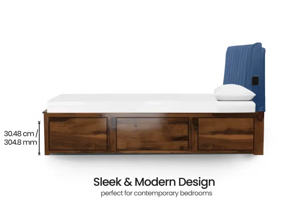 Regal Queen Hydraulic Storage Bed in Navy Blue Leatherite